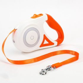 Streamer Led Lights Dog Leash Automatic Extending Nylon Leash Leads Premium Durable Pet Walking Leads Traction Rope Pet Products (Color: ORANGE, size: 3M)