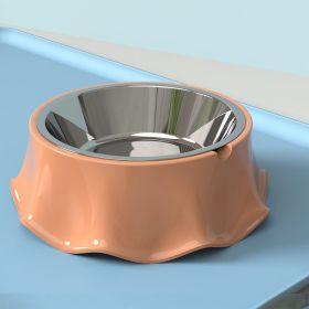 Pet Cat Dog Bowl For Food And Water, Stainless Steel Pet Feeding Bowl (Color: ORANGE)