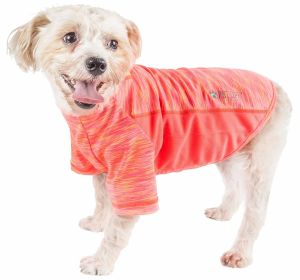 Pet Life Active 'Warf Speed' Heathered Ultra-Stretch Sporty Performance Dog T-Shirt (Color: ORANGE, size: medium)