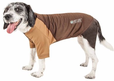 Pet Life Active 'Hybreed' 4-Way Stretch Two-Toned Performance Dog T-Shirt (Color: BROWN, size: large)
