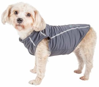 Pet Life Active 'Racerbark' 4-Way Stretch Performance Active Dog Tank Top T-Shirt (Color: GREY, size: X-Large)