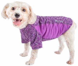 Pet Life Active 'Warf Speed' Heathered Ultra-Stretch Sporty Performance Dog T-Shirt (Color: PURPLE, size: small)
