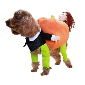 Halloween Funny Dog Cat Clothes Pet Pumpkin Costume Dog Cosplay Special Events Apparel Outfit Dog Cute Costumes Pet Clothing (Color: A, size: L)