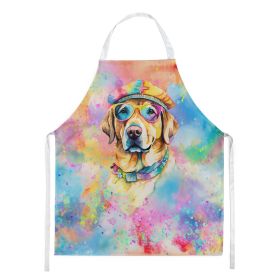 Yellow Labrador Hippie Dawg Apron Cooking Kitchen Server Baking Crafts Gardening for Adult Women Men, Unisex, Large, Multicolor (Default: Default)